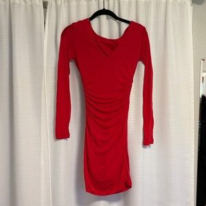 Guess Vibrant Red Long Sleeve Dress